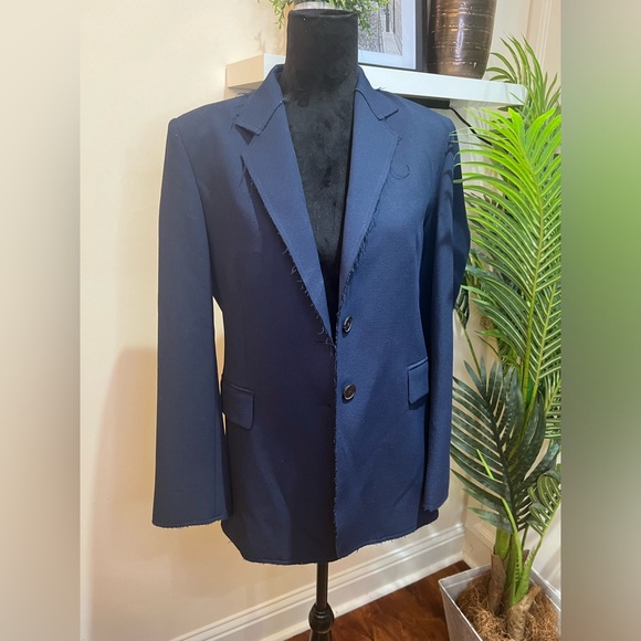 FRAME Oversized Raw Edge Navy Blazer XS - Picture 4 of 15